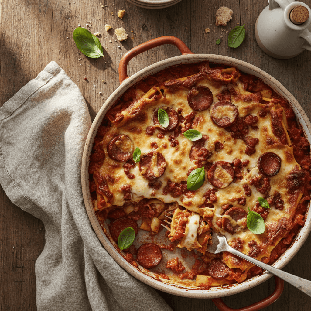Eenpanslasagne met chorizo